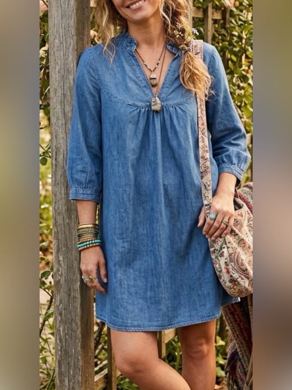 LALAVON SPRING Denim Tunic Dress